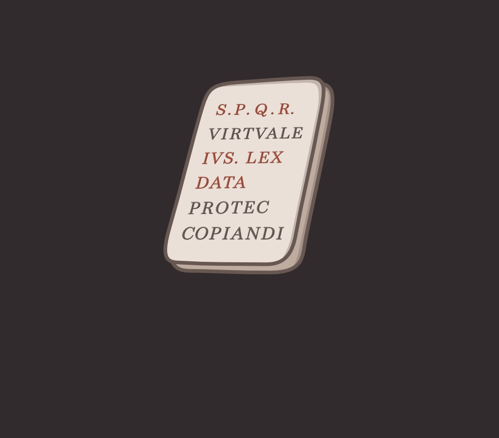 Illustration einer antiken Gesetzestafel als Metapher für rechtliche Hinweise auf der Website